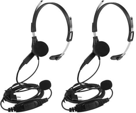 Retevis Two Way Radio Earpiece with Mic,2 Pin Overhead Walkie Talkie Headset, Noise Canceling Headset with PTT Mic Compatible with Baofeng UV-5R RT24 RT27 RT668 RT622 Security Earpiece(2 Pcs)