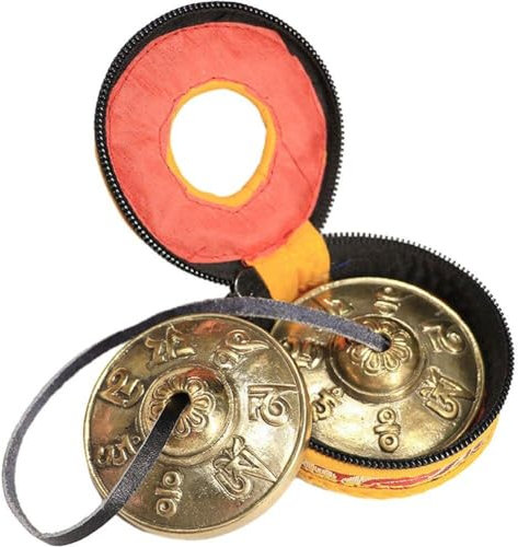 Glixoft Cymbale De Yoga Cloche Tibétaine Tingsha Cymbales Méditation Carillon en Laiton Cloches Style Bouddhiste Instrument Cymbales Yoga Accessoire Musical