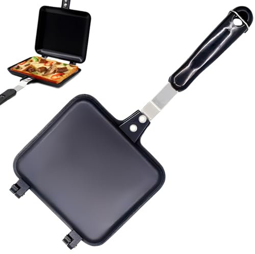 Padella a Doppia Faccia, Macchina per Panini in Alluminio Facile da Capovolgere con Manici Resistenti Al Calore in Alluminio Pressofuso, Padella Antiaderente per La Casa, La Cucina