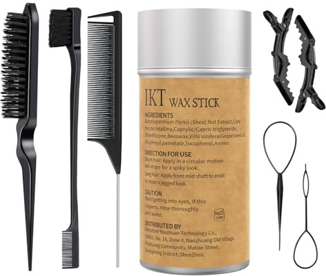 Hair Wax Stick,Slick Back Hair Brush for Hair, Non-Greasy Hair Wax Sticks for Styling Puffs and Wigs,Combing Brush for Loose Hair,Rat Tail Comb for Separation,Edge Brush for Finishing