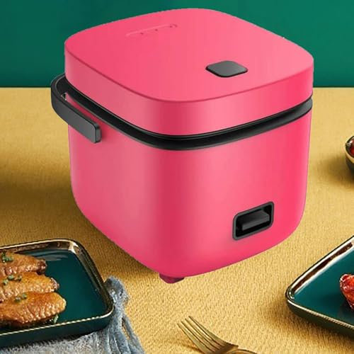 PanHuiWen Japanese Rice Cooker Small for 2, Small Rice Cooker Microwave Korean Micro Rice Cooker 1.2 Litre, with Keep Warm Function,Red