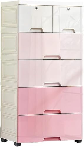 CONGRUI Aufbewahrungskörbe aus Kunststoff, Schubladentyp, Spind, Zuhause, Kleiderschrank, geeignet für Wohnzimmer, Schlafzimmer, Kinderzimmer (Farbverlauf, Rosa, 4 Ebenen)