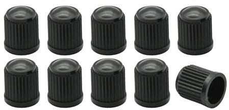 Tek Automotive 10 Pack Universal Plastic Tyre Valve Dust Caps – Black Car Tyre Valve Caps, Dust Caps for Car Tyres, Bikes, Motorcycles – Protects Valves from Dirt, Dust, Corrosion, and Air Leaks
