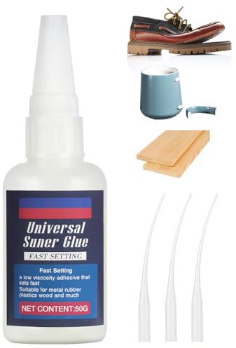 Flintronic Super Glue, Frasco 50g Extra Fuerte Universal con Micropuntas de Pegamento Transparente, para Cerámica, Madera y Zapatos