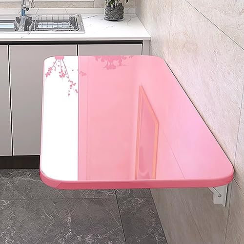 Moderner Wand-Klapptisch für Heimbüro, 31,5 x 20 cm, Rosa, faltbarer Arbeitsplatz mit Tropfenblatt-Design