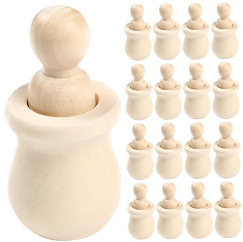 TEHAUX 20stücke Unbemalte Holzfiguren Für Unvollendete -peg-dolls Mit Nesting-boxen Für Kreative Bastelprojekte Und Spielzeug Für Eltern-aktivitäten
