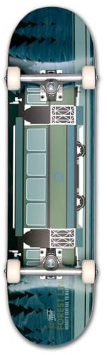 Mob Skateboard Forest 8.25 Complete - Komplettboard 32 x 8.25 Zoll - Holzboard aus Ahornholz - fertig montiert - Anfänger und Profi Skateboard für Jugendliche, Erwachsene - Wagon im Wald - Blau