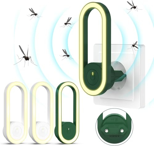Repelente Ultrasónico de Plagas, Electrónico Repelente Mosquitos Insectos Control para Interiores, Antimosquitos Electrónico para Ratones, Arañas, Cucarachas, Moscas(4 Paquetes) (Verde Oscuro)