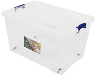 Jardin202 - Cajas de Almacenamiento Transparentes con Tapa Azul | Caja de ordenación | Unidad (56L)