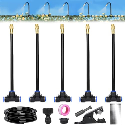 Sistema di Irrigazione per Giardino, Irrigazione Automatica Flessibile 360°, Irrigazione da Esterno per Paesaggi, Aiuole e Piante in Terrazzo (5m)