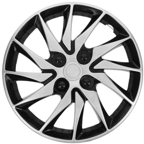 CVUTOVO Enjoliveur 14 Pouces Cache-Moyeu Voiture Argenté pour Et Citroën Accessoire De Rénovation Remplace Les Enjoliveurs Perdus Ou Endommagés 38.50 X 38.50 X 5.00 Cm