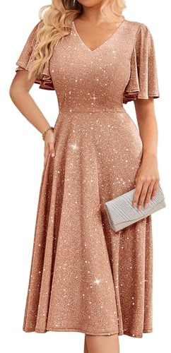 Bridesmay Cocktail Dresses for Women 2026 Wedding Guest Midi Dress with Sleeves Formal Tea Party Dress for Women