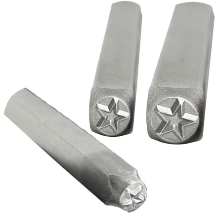 Set di 3 punzoni in metallo a forma di stella, pratici strumenti per timbratura in acciaio al carbonio, strumenti per gioielli e pelletteria
