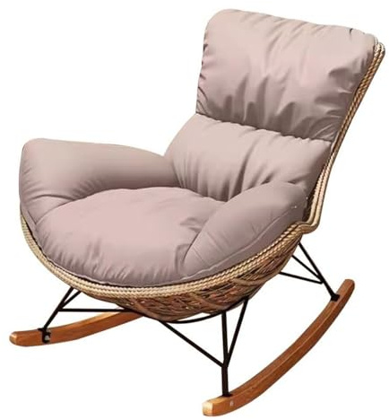 Reclining Rocking Chair PE Rattan Single Sofa Adjustable Relax Armchair for Balcony Patio Living Room Office - Stylish Grey Lounge Chair