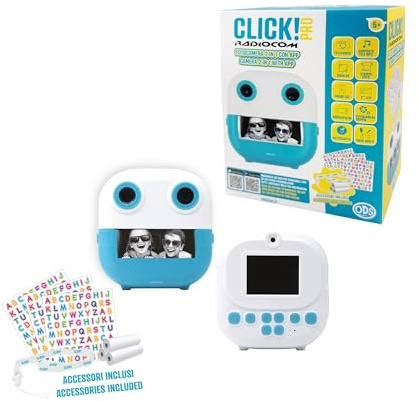 Radiocom - Cliquez 4 - Appareil Photo instantané pour Enfants - Double caméra - Imprimez des Photos et des Dessins à partir de l'App - Vidéo 1080p - Zoom 6X - Jeux - MP3 - Écran LCD 2 - MicroSD 4 Go
