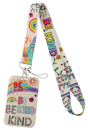 Ausweishülle mit Band,Schlüsselband Regenbogen | 1 Stück,ABS-Schutzhülle,Polyester-Trageriemen,Einfache Handhabung,7*11 cm,für Frauen,Lehrer,Krankenschwestern,Doktor,Stud