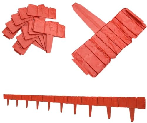 Trädgårdskant， Staket Kullerstenskant Plast Växtdekorationer Blomrabatt(Brick Red)