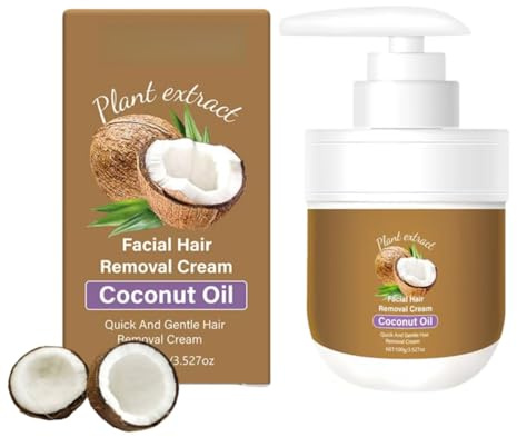Crema depilatoria per il viso all'olio di cocco, delicata e sicura, rapida e indolore, delicata e non irritante, solo per donne.
