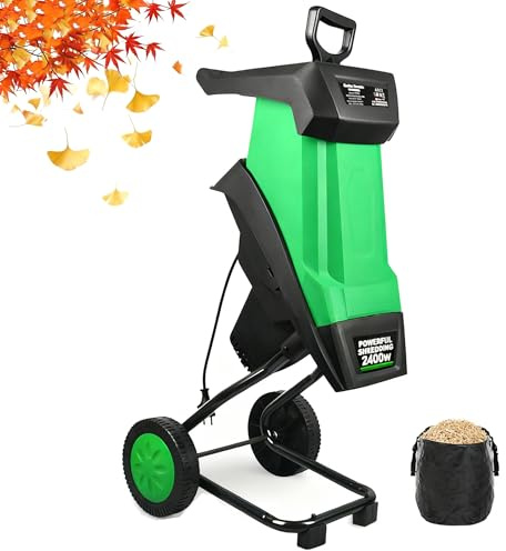 DIUNAOZI Biotrituratore Elettrico da Giardino A Impatto, Lame in Acciaio al Manganese a Doppia Lama e capacità di Frantumazione Fino A 40 Mm, per Pacciamatura, Compostaggio E Pulizia del Giardino