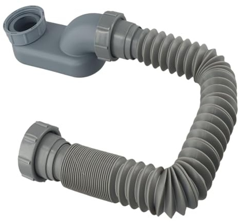 Tubo di scarico for doccia e vasca in ABS, flessibile, con sifone a P, di scarico for vasca da bagno, for installazione in bagno
