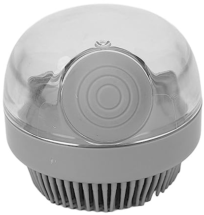 Baxnore Kopfwäscher-Pressbürste, feine Zähne, ergonomische Schaumreinigung, Kopfhautmassagegerät, Shampoo-Bürste zum Baden und Gesichtsreinigung, graues Silikon-ABS-Material
