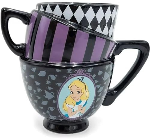 Silver Buffalo Disney Alice in Wonderland Stacked Teacup 3D Sculpted Ceramic Coffee Mug, 20 Ounces