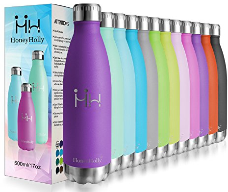 HoneyHolly Botella Agua Acero Inoxidable, Botella Termica 500ml, Botellas Sin Bpa & Eco Friendly, Mantiene Bebidas frías por 24h y Calientes por 12h, Botella Agua Deporte para Bicicleta, Gimnasio