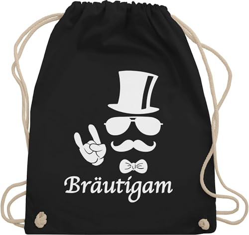 Turnbeutel Rucksack - JGA Junggesellenabschied Männer - Bräutigam Hipster - Unisize - Schwarz - polter rucksäcke jungesellenabschied groom juterucksäcke outfit jungesselnabschied braeutigam