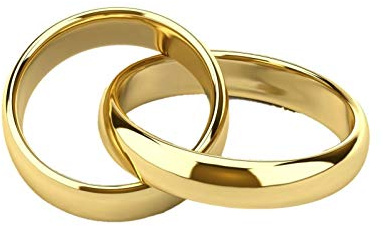 OTTAGONO Par de alianzas/alianzas de boda – Compromiso de plata 925 chapado en oro amarillo con grabado interno gratuito (NCA0068/POG)