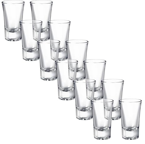 12 Pack heavy base Acrylic Plastic Shot Glasses, Unbreakable shot glass Perfect for Shot Dispenser, Bars, Parties, All Liquor, Cocktails & Family Game Night, (Capacity 1.2 oz Clear 12 Pack)