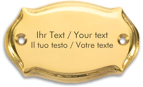 Targa per porta in ottone con incisione personalizzata – 86 x 48 mm, ovale curvo, per campanello, targhetta per incisione