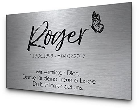 Gedenktafel mit schönen Motiven und einer schönen Gravur | Schöne Grabstein in 30 x 20 cm | Gedenkstein für ein Urnengrab