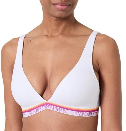 EMPORIO ARMANI Padded Triangle Bra, Reggiseno Imbottito Donna, White,