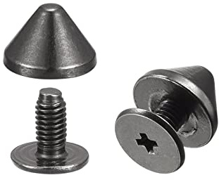 sourcing map 9x6mm Roscada Espalda Remaches, 50 Juegos Sólido Cuero Tachuelas para Bricolaje Negro