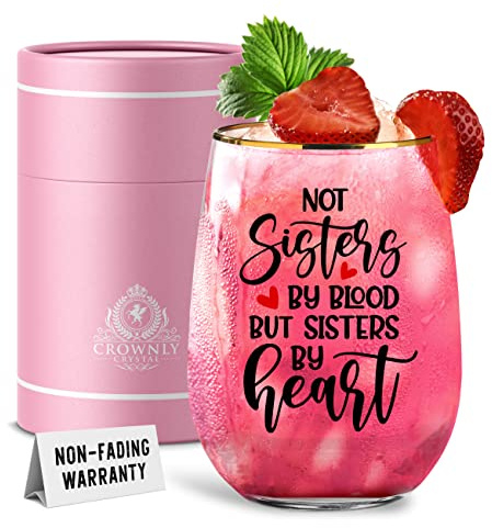 CROWNLY CRYSTAL® Regalo Copas De Vino Personalizados Para Amigas Amiga Regalos Navidad Originales Cumpleaños