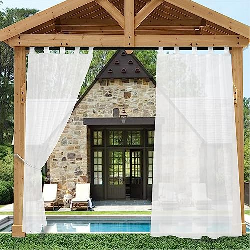 Rosnek Outdoor Vorhang Wetterfest Transparent mit Klettverschluss,B132xH274cm Wasserdicht Outdoorvorhänge Außenvorhang für Balkon Terrasse Garten Pergola Pavillon Sichtschutz Sonnenschutz,2 Panel