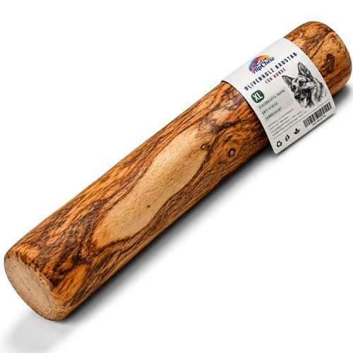 Hueso para masticar madera de olivo para perro - Juguete para perro - Cuidado dental y ocupación sostenible - Talla XL (400-600 g) - 1 pieza