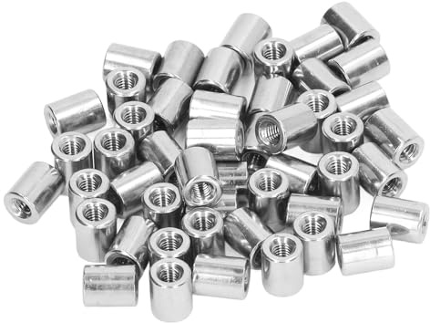 50Pcs Round Connector Nut M4 X 0.7-8-L10mm Female Thread Coupling Nut Stainless Steel Cylindrical Coupling Nut Kit