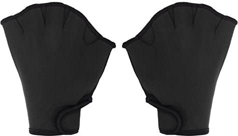 PATIKIL Webbed Swim Gloves, Unisex Swimming Resistance Gloves Water Resistance Training Accessories for Swimming and Diving, L, Black