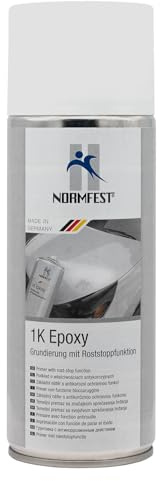 Normfest 1K Epoxy Grundierung Weiß – Rostschutz & Haftvermittler für Stahl, Aluminium & verzinkte Flächen – schnelltrock., schleifbar & überlackierbar – professioneller Korrosionsschutz – 400 ml