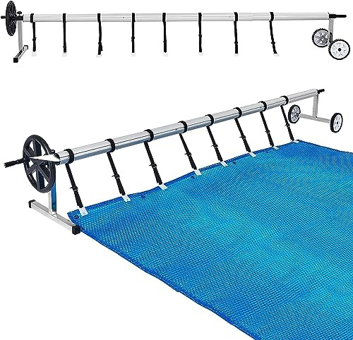 Aufun Above Ground - Enrollador de piscina (aluminio, 3 m, 5,70 m, incluye fijaciones y ruedas, para cubiertas y cubiertas solares y de piscinas, 3 m - 5,70 m)