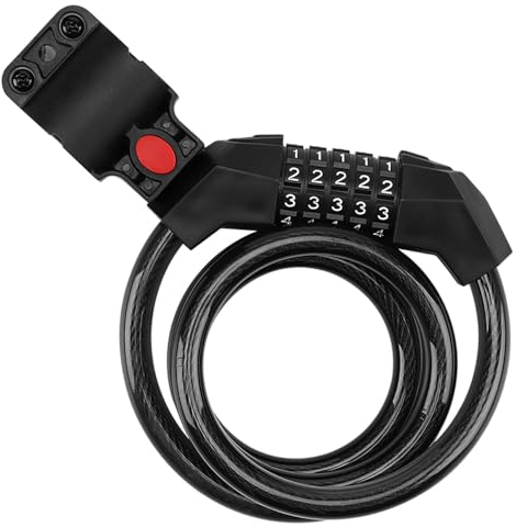 Kardne Fahrradschloss,Zahlenschloss mit Zahlencode, Fahrradkennwortschloss,wasserdicht,Anti-Dieb,Fahrradhalterung Kabelschlösser für Fahrrad Roller Ebike Motorrad Tricycle Scooter (120cm, Schwarz)