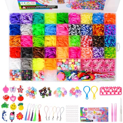LKTINGOV 5000+Colorfur Webstuhl Gummibänder Set, Gummibänder für Armband Herstellung Kit