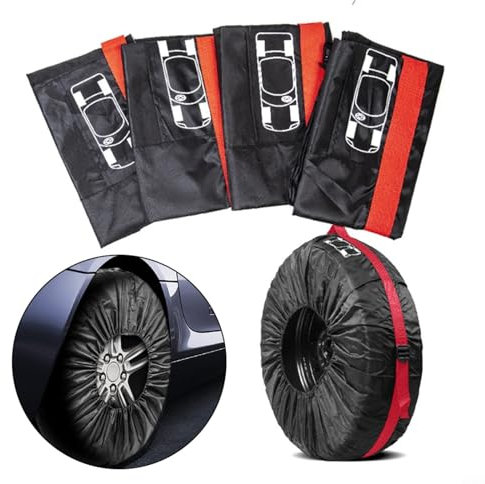 HpLive Confezione da 4 coperture protettive per ruote di scorta, borsa per pneumatici auto, custodia protettiva per pneumatici di scorta per auto, borsa per il trasporto, borse per il trasporto, 33-58