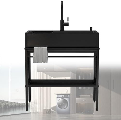 Lavatoio da Esterno,Lavello multifunzione con Mobile,Lavandino Cucina 1 Vasca con Gocciolatoio,Lavabo in Acciaio Inox con Set di Drenaggio e Dispenser Sapone,per Giardino Campeggio Bagno Commerciale (