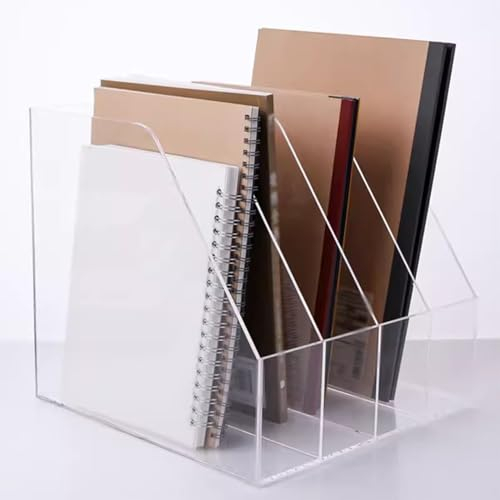 DAGROD Zeitschriftenregal Prospektständer A4 3/4/ 5 Schlitz Sichtmappenhalter, Kategorisierte Lagerung klar Acryl Literatur Rack, Prospekt- und Broschürenhalter für Arbeitsbüros (Size : 4 Slots)