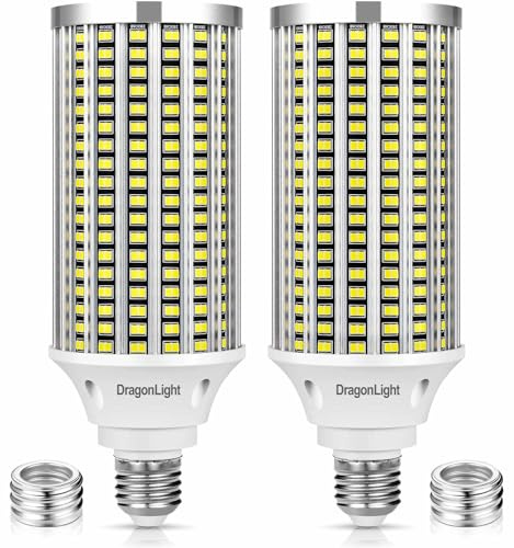 DragonLight 60W Ampoules LED Super Bright Corn Light (200W MH/HPS Replacement) - E27/E40 Edison 6000K Cool White 7,200LM pour l'éclairage commercial Garage Workshop Office Patio(2-Pack)