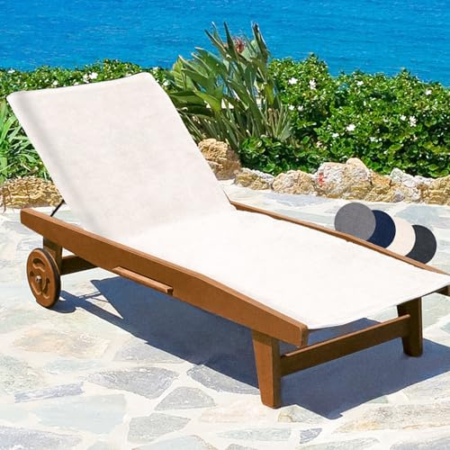 Beautissu Serviette de Plage Marbella - Drap de Plage XXL Blanc 70x200cm avec Capuche - Drap de Bain Anti-Glisse & Le Bronzage - Serviette Bain