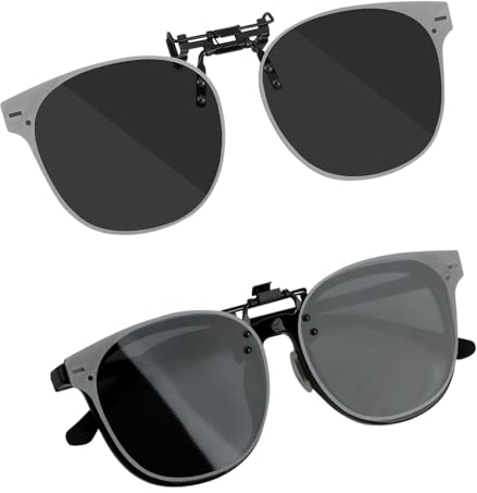 Sonnenbrille Clip für Brillenträger,Sonnenbrille Aufsatz für Brillenträger,Polarisiert clip on sonnenbrille für Freien/Fahren/Angeln,Anhebbar und Ultraleicht,100% UV 400 für Damen und Herren