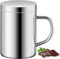 WSAMJIN 400ml Double Walled Coffee Mug, Insulated Stainless Steel Coffee Cup Travel Mug with Handle and Lid Camping Mug for Coffee, Milk,Juice,Tea and Other Cold or Hot Drinks